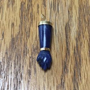 Vintage Figa Fist 18kt Lapis pendant